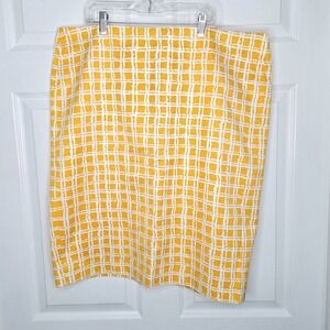 Talbots Women's Pencil Skirt Bright Yellow Colorful‎ Sz 18 Cotton Workwear